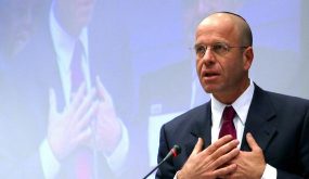 BRUSSELS, BELGIUM: Israeli deputy and former speaker of the Knesset, the Israeli Parliament, Avraham Burg, gives a speech on "Europe, against anti-semitism for a Union of diversity" 19 February 2004 at EU headquarters in Brussels. The aim of the seminar is to present proposals on how to address anti-semitism to the incoming EU executive which will replace the current one 01 November 2004. AFP PHOTO / THIERRY MONASSE (Photo credit should read THIERRY MONASSE/AFP/Getty Images)